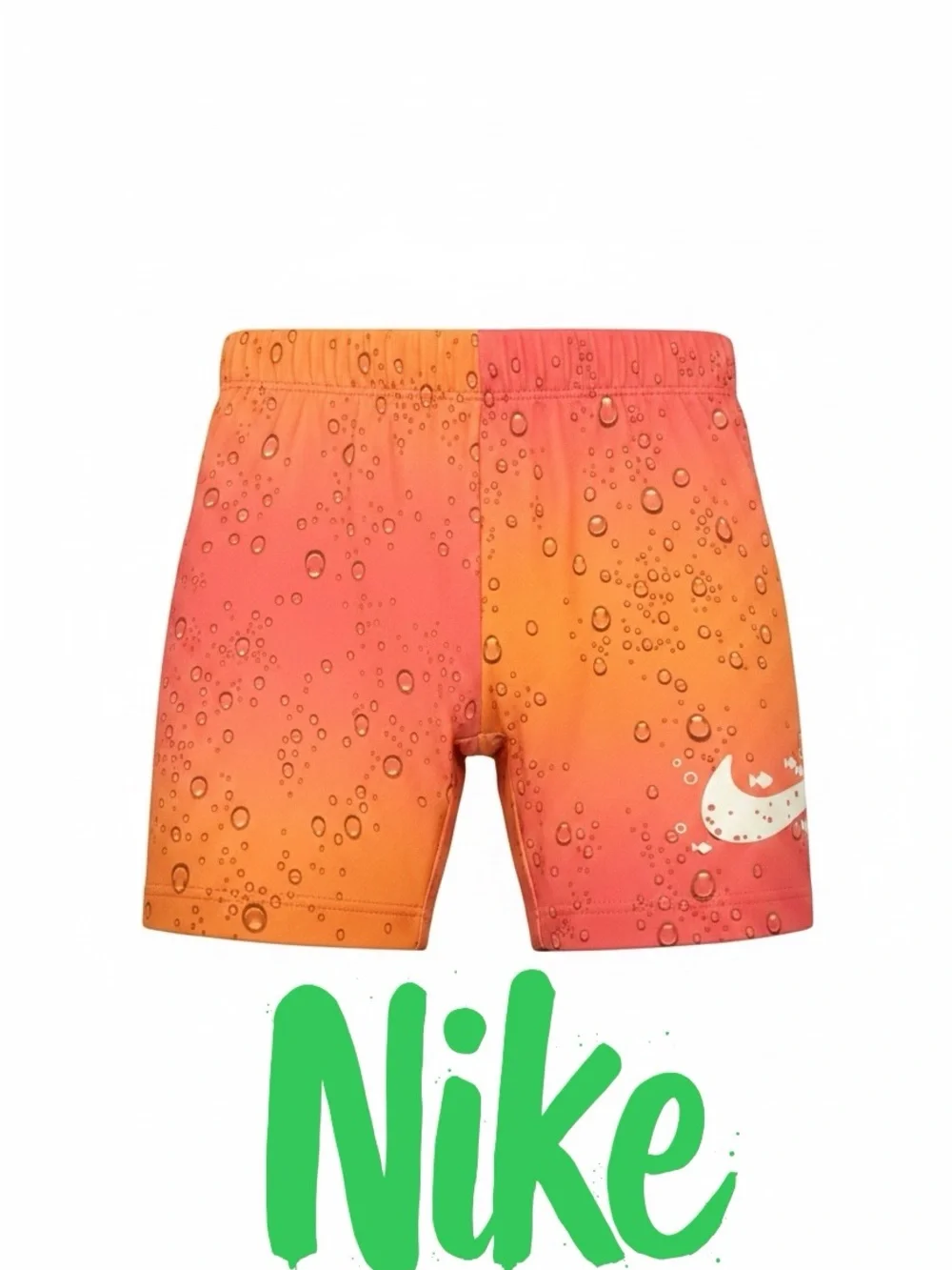Nike Orange to Coral Gradient Kids Shorts stretch with White Swoosh